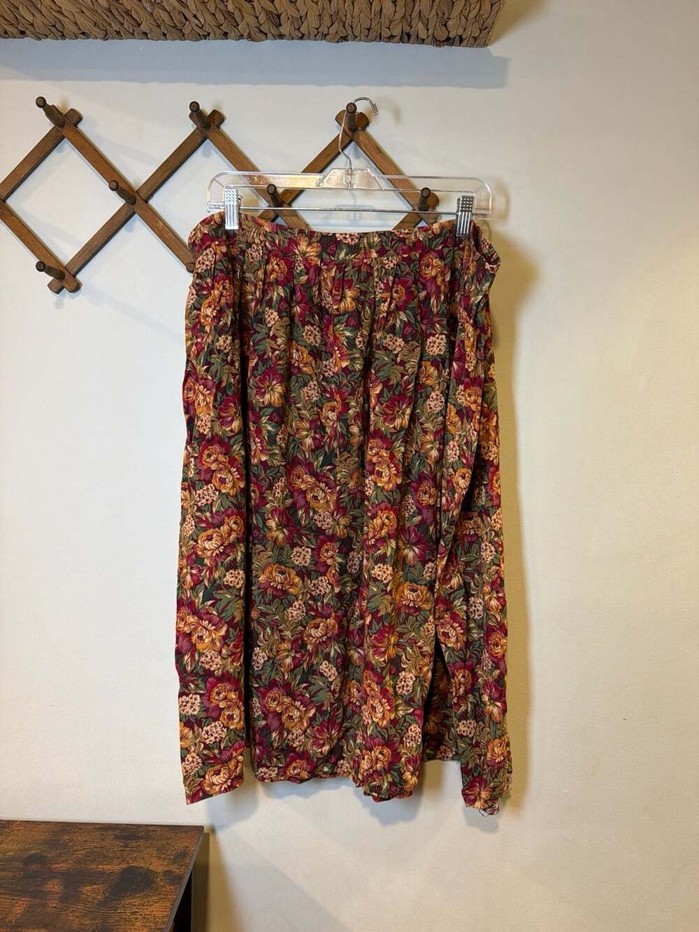 Vintage Alfred Dunner Floral Elastic Waist Midi Skirt Size 18
